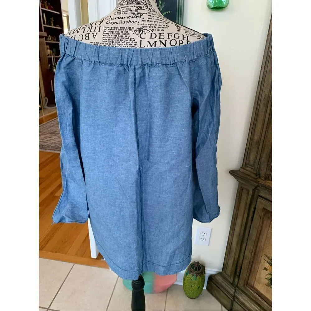 Free People Denim Off The Shoulder Top Chambray